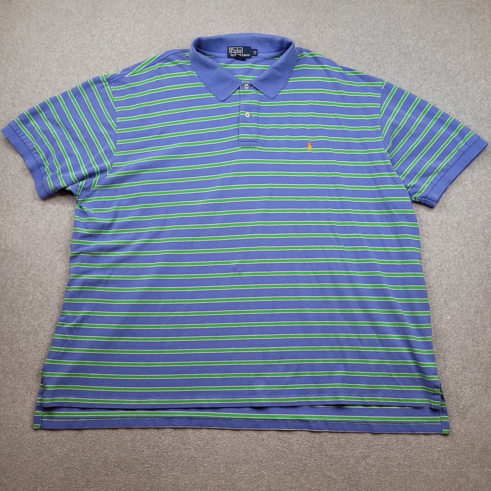 Polo Ralph Lauren Polo Shirt Mens 5XL Blue Green Striped Short Sleeve 2798